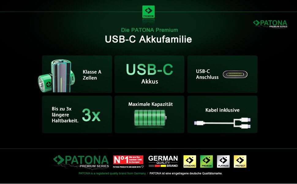 Übersicht USB-C Akku Akkufamilie