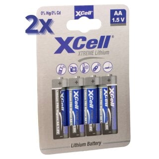 8x XTREME Lithium Batterie AA Mignon FR6 L91 XCell 4er Blister