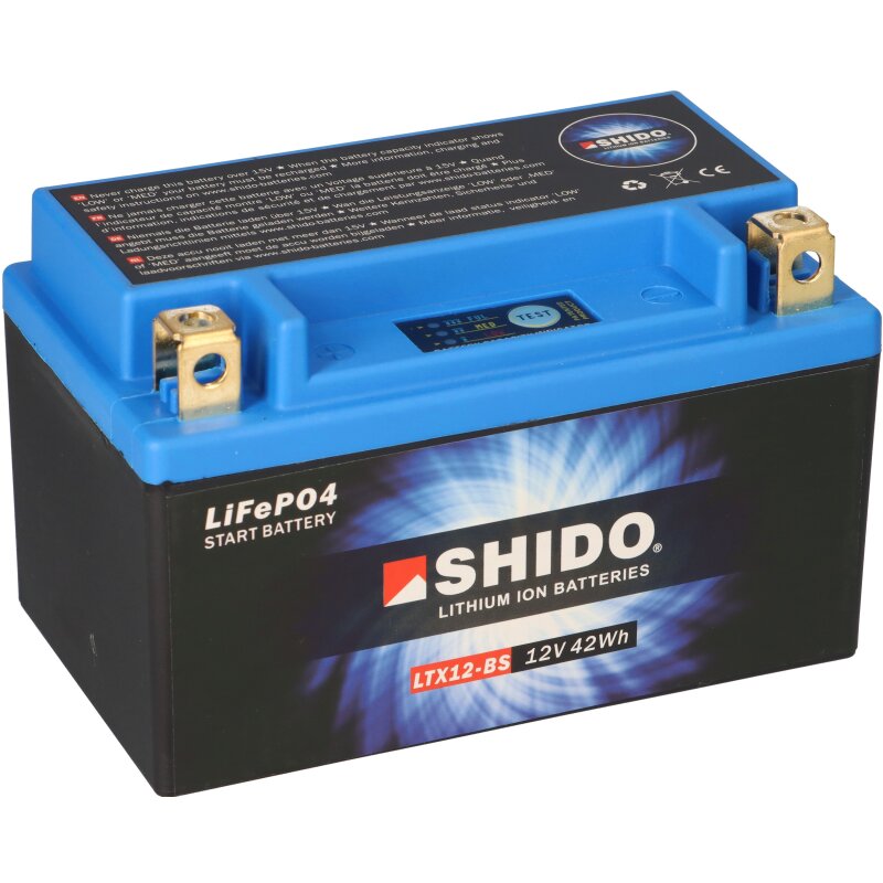 Shido LiFePO4 LTX12-BS 12V Lithium Motorradbatterie