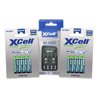 Ladegerät BC-X500 + 8x AAA XCell Rechargeable 1000 mAh