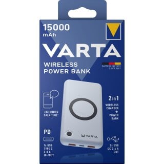 Varta Akku Powerbank, 3,7V 15.000mAh, Wireless