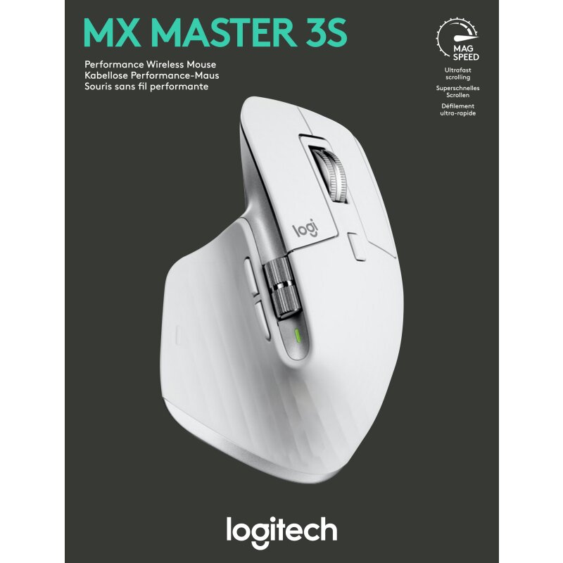 Logitech MX 3S Meisterhafte – Leistung in Maus Hellgrau Master