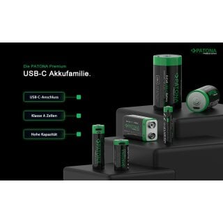 32x PATONA Premium USB-C AAA und AA Akkus Lithium (8x 4er Blister)