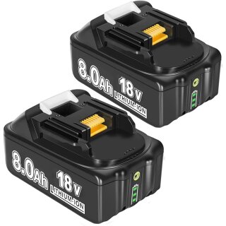 2x 18V Akku passend für Makita Akku 18V 8Ah BL1860  BL1850 BL1850B BL1860 BL1860B BL1840B BL1840 BL1830 BL1835 BL1845 194204-5 LXT-400