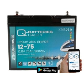 Q-Batteries Lithium Akku 12,8V 75Ah mit Victron Orion-Tr 12/12-18A DC/DC