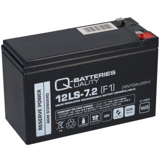 B-Ware Q-Batteries 12LS-7.2 F1 12V 7,2Ah Blei-Vlies-Akku / AGM VRLA mit VdS