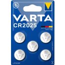 Varta CR2025 3V Lithium Knopfzelle - 5er Blister