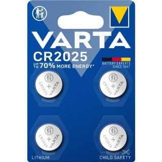 Varta CR2025 3V Lithium Knopfzelle - 4er Blister