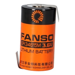 Fanso ER34615M  D-Zelle  3.6V 13000mAh  Li-SOCl2 Batterie Z-Lötfahne