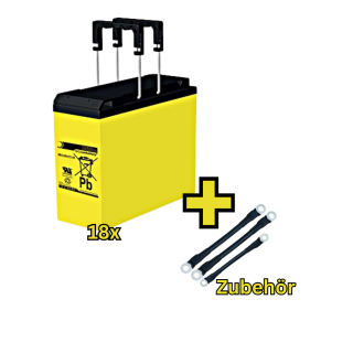 USV-Akku SUN Batteries 216V-Anlage 18 x SB12 -55A FT V0 für Sicherheitsbeleuchtung Inkl. Zubehör