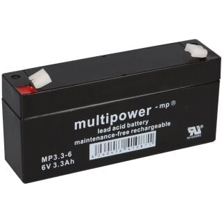 Multipower MP12-6 Blei Akku mit 4,8mm Faston Stecker 6V, 12Ah, 12 Volt, Multipower, Akku für Blei Gel AGM, Akkus